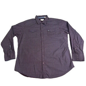 Stetson Shirt Mens 3XL Red Brown Button Up Long Sleeve Embroidered 11-001-0425-0